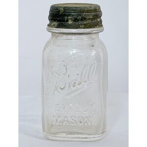 Miniature Ball Perfect Mason Jar Salesman Sample Zinc Lid  2.75” Square #7